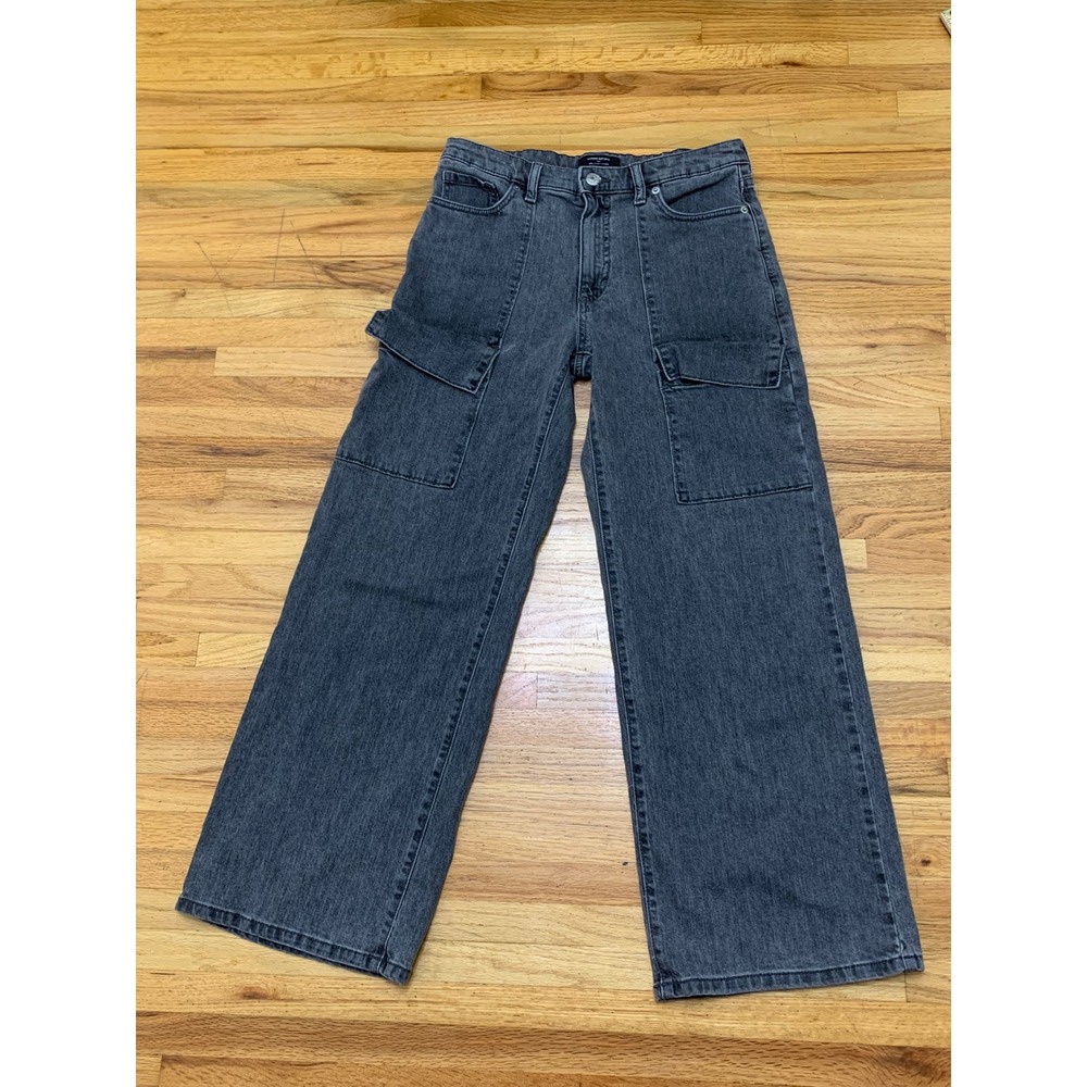 Banana Republic Women's Mid-Rise Cargo Wide Leg Jeans Gray Denim Size 28/6